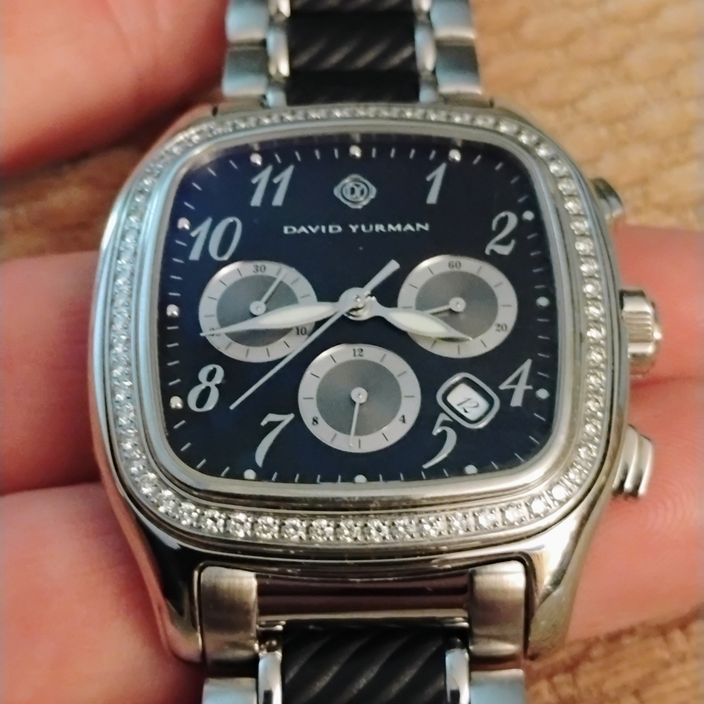 David Yurman Diamond Thoroughbred Silver and Black Chronograph Watch